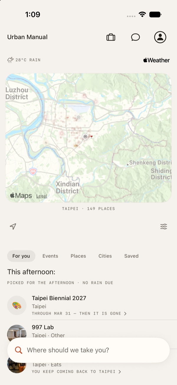 Urban Manual for iOS — Home